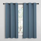 NICETOWN Smoky Blue Blackout Curtains 45 inches Length for Cafe, 2 Panels, 34" Wide, Thermal Insulated Decoration Drapes for Small Window