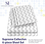 King Size Bed Sheets - 6 Piece 1500 Supreme Collection Fine Brushed Microfiber Deep Pocket King Sheet Set Bedding - 2 Extra Pillow Cases, Great Value, King, Chevron Gray