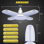 LED Garage Lights 4 Pack, 80W LED Shop Light with 4+1 Multi-Position Panels Deformable E26/E27 Ceiling Light, 6500k 8000LM Ceiling Led Daylight for Shop, Basement, Workshop, Attic, Barn