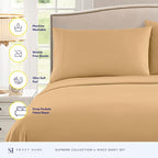 Twin Sheets - Breathable Luxury Sheets with Full Elastic & Secure Corner Straps Built In - 1800 Supreme Collection Extra Soft Deep Pocket Bedding Set, Sheet Set, Twin, Camel