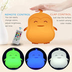 Large Penguin Night Lights for Babies Bedroom Light, lamp Kids, Toddler Nursery lamp Soft Decorative Lamps - Break Resistant, Eye Caring, Adjustable Brightness & Color, Time Setting - Large