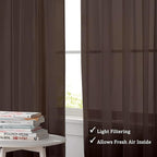 OWENIE Sheer Chocolate Curtains, Sheer Curtains 84 inch Length 2 Panels Set, Rod Pocket Voile Fimly Sheer Drapes for Living Room/Bedroom, 2pcs, Each 42" W x 84" L