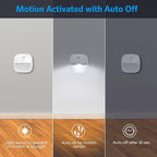 AMIR Upgraded Motion Sensor Light Indoor, Stair Lights Battery Operated, Cordless Stick-On LED Night Light for Closet, Hallway, Bathroom, Kitchen, Cabinet, Energy Efficient (White - Pack of 3)