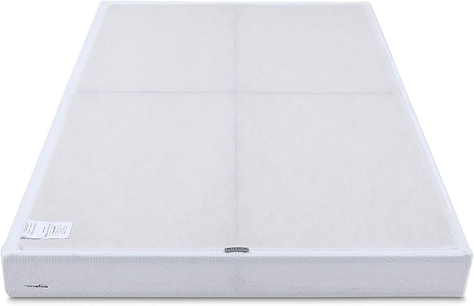 Amazon Basics Smart Box Spring Bed Base, 5-Inch Height Mattress Foundation, Tool-Free Easy Assembly, King, 79"L x 75.5"W x 5"H, White