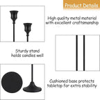 Black Candlestick Holders Set of 6, Metal Taper Candle Holders, Classic Decorative Candle Stick for Christmas, Wedding, Party, Dinner Tables,Home Décor