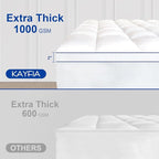 KAYFIA TwinXL Mattress Topper,Extra Thick Mattress Pad Cover for Deep Sleep,3D+7D Snow Down Alternative Fill Overfilled Plush Pillow Top Mattress with 8-23 Inch Deep Pocket-White
