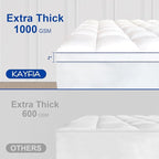 KAYFIA Cal King Mattress Topper,Extra Thick Mattress Pad Cover for Deep Sleep,3D+7D Snow Down Alternative Fill Overfilled Plush Pillow Top with 8-23 Inch Deep Pocket-White