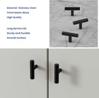 LONTAN 25 Pack Black Knobs for Cabinets and Drawers Kitchen Cabinet Knobs for Dresser Bathroom Modern T Bar Furniture Black Hardware,Stainless Steel
