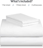 LuxClub 4 PC Full Size Sheet Set Bed Sheets Deep Pockets Wrinkle Free Cooling Bed Sheets Machine Washable Hotel Bedding Silky Soft - White Full
