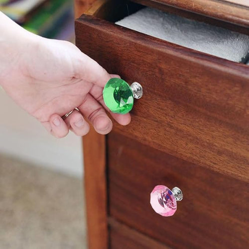 11 Pack Colorful Crystal Drawer Knobs, 30mm Glass Dresser Knobs Cabinet Diamond Shape Pulls Handle for Wardrobe, Kitchen, Bathroom, Cupboard(11 Colors)