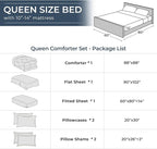 HEVUMYI Queen Comforter Set - 7-Piece All Season Bed in a Bag Queen, Ultra Soft Bedding Set with Comforter, Flat Sheet, Fitted Sheet, Pillowcases, Pillow Shams, Peacock Blue & Ivory