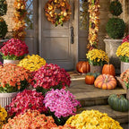 Artificial Mums for Outdoors, Faux Sunset Mum Flowers Planters for Indoor Outside Decor, Fake Look Real, Vibrant, UV Resistant, Waterproof, Windproof (Pink, 10 Bundle)