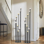 Set of 4 Floor Candle Holders,9 Arm Candle Holder for Fireplace Decoration,Black Metal Candle Stick Holders for Pillar Tealight Candles on Home Derecotion