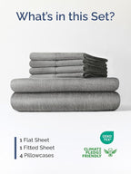 Extra Deep Cal King Sheet Set - 6 Piece Breathable & Cooling Sheets - Hotel Luxury Bed Sheets Set - Easy Fit - Soft, Wrinkle Free & Comfy Sheets Set - Heathered Grey Sheet Set w/Extra Deep Pockets
