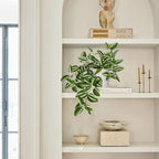 Fake Hanging Plants, 20 Inch Artificial Ivy Plant in Ceramic Pot Faux Vine Potted for Home Bedroom Office Table Shef Desk Indoor Outdoor Decor (Green/White)