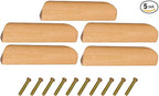 Mysummer 5PCS Wooden Handles Solid Handle for Drawers Clear Coated Smoothly Hole Distance 3.78 inch for Furniture Wardrobe Cupboard Closet Drawer Handle Pull (Clear Painted)