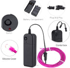 MaxLax EL Wire Purple, 16.4ft/5m Portable Battery Pack Neon Light Strip 360° Cuttable Glowing Rope Lights for Parties, Halloween, DIY Decoration