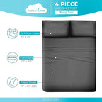DREAMCARE Twin Sheets - Cooling Bed Sheets - 4pcs Set - up to 15" Deep Pocket Twin Bed Sheets - Twin Sheet Set - Soft Lasting 100% Fine Brushed Polyester with Side Pocket - D.Gray