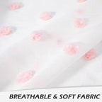 MYSKY HOME 95 Inch Pom Pom Sheer Curtains for Living Room and Bedroom - Baby Pink, White, Blush - Rod Pocket Window Backdrops for Large Sliding Door (38 x 95 in, Set of 2)