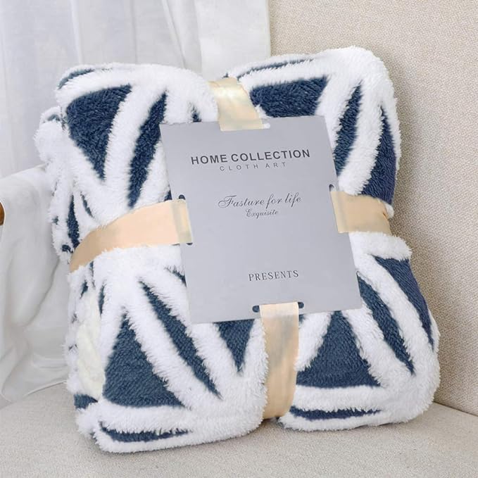LOMAO Sherpa Fleece Blanket Fuzzy Soft Throw Blanket Dual Sided Blanket for Couch Sofa Bed (Navy, 90''x90'')