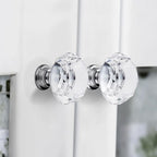 Ravinte 3 Pack Crystal Drawer Knobs - Glass Cabinet Knobs, Diamond Shaped - 30 mm with Silver Base