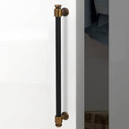 6 Pack 10 inch(254mm) Black and Antique Brass Kitchen Cabinet Handles Knurled Cabinet Pulls Black Drawer Pulls Kitchen Cabinet Hardware