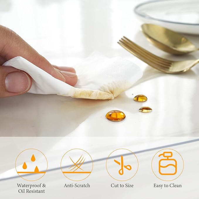 Deep Dream 1.5mm Clear Desk Cover Protector, 20×60 Inch Clear Table Protector, Rectangular Vinyl Desk Pad, PVC Plastic Table Cover for Office, Dresser, Night Stand, Computer & Writing Desk Tabletop