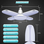 LED Garage Lights 4 Pack, New Upgrade 80W Deformable Shop Lights with 4 Adjustable Panels, E26/E27 LED Ceiling Light, 8000LM 6500K Hight Bay Light for Basement Warehouse Workshop