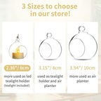 NUPTIO Hanging Glass Globe with Candles: Set of 12 Tealight Candle Holders with LED Tea Lights - 2.36 inch Bulk Clear Votive Candleholders for Party Wedding Birthday Shower Celebration Tree Decoration