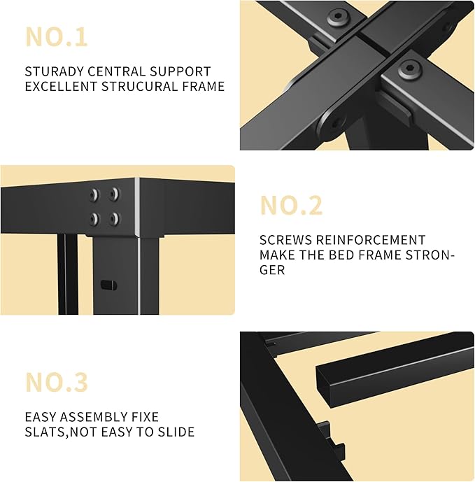 ALDRICH 18 Inch Metal Bed Frame Queen Size - Black Basic Steel Slats Platform, Easy Assembly Heavy Duty Noise Free Bedframes, No Box Spring Needed