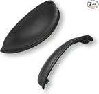 khtumeware 2 Pack 4" Drawer Pulls Matte Black Cabinet Cup Pulls Kitchen Hardware Cabinet Handles Drawer Handles Knobs 4 inch Hole Center