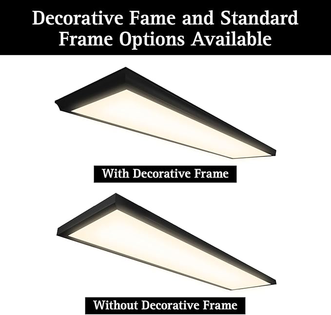 Ultralux 2x4 ft Surface Mount Ceiling Light Panel – Slim, Edge Lit, Flush Mount Flat Panel for Kitchen, Home & Office - TRIAC Dimmable, 3CCT Adjustable Color Temperature (Matte Black, 2 Pack)