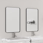 VocalStar Black Bathroom Mirror for Wall, 18 x 26 Inch Rounded Rectangle Metal Framed Bathroom Wall Vanity Mirror Farmhouse, 1/4-inch Shatterproof Glass | Ultra-Flush Hanging