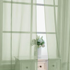 OVZME Light Green Sheer Curtains 90 Inches Long 2 Panels - Soft Light Filtering Window Sheer Panels for Living Room/Bedroom, Top Dual Rod Pocket, 1 Pair, Each 42Wx90L Inches