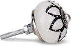 Black & White Cabinet Knobs Ceramic Assorted knobs for Drawers Cupboard and Wardrobe Furniture Door Pull Handles for Dresser Kitchen Wardrobes Boho Home Interior Decor - Pack of 25