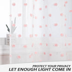 MYSKY HOME Short Pink Pom Pom Sheer Curtains - 54 Inch Long, 52" x 54", Rod Pocket, 2 Panels, Small Window, Kitchen, Bathroom, Nursery, Boys, Kids Room