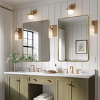 ANDY STAR 48x36 Inch Gold Bathroom Mirror, Brushed Gold Mirrors for Wall in Anti-Rust SUS304 Tube Metal Frame, Rounded Rectangle Mirrors 1’’ Deep Wall Mounted Vertically/Horizontal for Bathroom