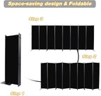 Room Divider, 8 Panel Folding Privacy Screens with Wider Support Feet, 6 Ft Portable Room Partition for Room Separator, 176" W X 71" H, Black