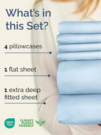 Extra Deep Cal King Sheet Set - 6 Piece Breathable and Cooling Sheets - Hotel Luxury Bed Sheets Set - Easy Fit - Soft, Wrinkle Free and Comfy Sheets Set - Light Blue Sheet Set with Extra Deep Pockets