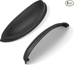 khtumeware 5 Pack 3" Drawer Pulls Matte Black Cabinet Cup Pulls Kitchen Hardware Cabinet Handles Drawer Handles Knobs 3 inch Hole Center
