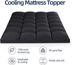 Mattress Topper Full for Back Pain, Extra Thick Mattress Pad Cover, Plush Pillow Top, Deep Elastic Pocket, Black