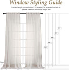 OVZME Ivory Sheer Curtains 108 Inches Long 2 Panels Set, Extra Wide Solid Lightweight & Airy Gauzy Window Treatments with Light Filtering for Patio Sliding Door, 59Wx108L Inches