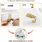 BESy Brass Clothes Hook Single Towel Hook for Bathroom Kitchen Garage Square Style Robe Hooks Coat and Hat Hook, Self Adhesive with Glue or Wall Mounted with Screws, Four Packs, Brushed Gold