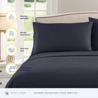 Twin Sheets - Breathable Luxury Sheets with Full Elastic & Secure Corner Straps Built In - 1800 Supreme Collection Extra Soft Deep Pocket Bedding Set, Sheet Set, EXTRA DEEP pocket - Twin, Navy