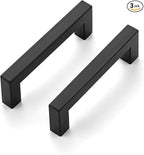 Ravinte 3 Pack 3-3/4 Inch Kitchen Square Cabinet Handles Matte Black Cabinet Pulls Black Drawer Pulls Kitchen Cabinet Hardware Kitchen Handles