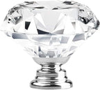[12 PCS] 40mm Crystal Clear Glass Cabinet Drawer Pulls, Diamond Shape Cupboard Knobs with Screws for Kitchen, Dresser, Cupboard, Bathroom, Wardrobe (1.6 inch / 40mm)