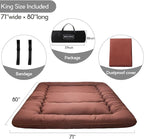 MAXYOYO Japanese Floor Mattress Futon Mattress, Thicken Tatami Mat Sleeping Pad Foldable Roll Up Mattress Boys Girls Dormitory Mattress Pad Floor Lounger Bed Couches and Sofas, Coffee, Full