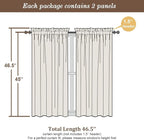 Chyhomenyc Ivory Sheer Window Curtain Panels 45 Inch, Set of 2, Light Filtering Solid Voile Curtains Drapes for Small Window/Living Room/Bedroom, Rod Pocket, 42W x 45L inches