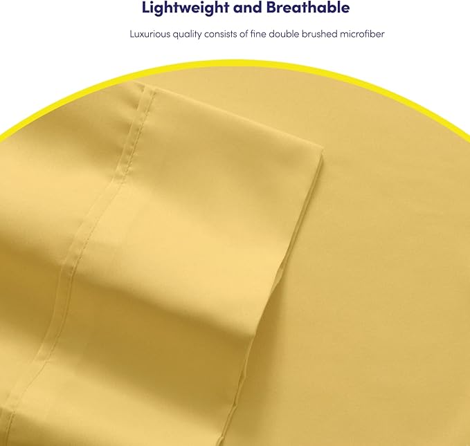 Queen Sheets Yellow - 6 Piece 1500 Supreme Collection Fine Brushed Microfiber Deep Pocket Queen Sheet Set Bedding - 2 Extra Pillow Cases, Great Value, Queen, Yellow