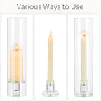 Glass Hurricane Candle Holder: 11.8" Tall Candlestick Holder Bulk with Cylinder Windproof Cover Set of 6 Clear Taper Candle Holders for Wedding Party Birthday Christmas Decor